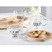 Set 3 cesti sticla fund dublu neagra transparenta Ø 11 cm x 9 H, 300 ml