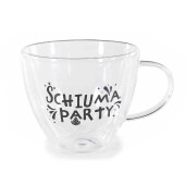 Set 3 cesti sticla fund dublu neagra transparenta Ø 11 cm x 9 H, 300 ml