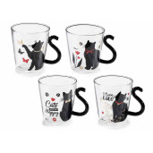 Set 4 cani sticla multicolora Pisicute  Ø 8 cm x 9 H, 250 ml