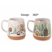 Set 2 cani Craciun ceramica multicolora 11x11 cm, 550 ml