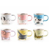 Set 6 cani ceramica multicolora 9.5x10 cm, 480 ml