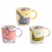 Set 3 cani ceramica multicolora Savannah  Ø 9,5 cm x 10 H, 3 x 480 ml