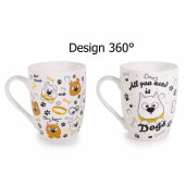 Set 2 cani portelan multicolor in cutii cadou Catelusi Ø 8 cm x 10,5 H, 300 ml