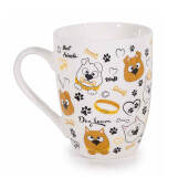 Cana portelan multicolor in cutie cadou Catelus Ø 8 cm x 10,5 H, 300 ml