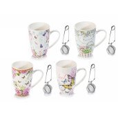 Set 4 cani portelan, 4 infuzoare 8.5x13 cm, 450 ml
