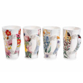 Set 8 cani portelan multicolor PK 9x15 cm, 500 ml