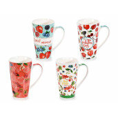 Set 4 cani portelan Fructe 9x15 cm, 500 ml