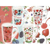 Set 4 cani portelan Fructe 9x15 cm, 500 ml