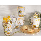 Set 6 cani Craciun portelan multicolor Ø 8 x 10,5 H, 350 ml
