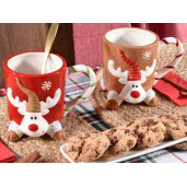 Set 4 cani Craciun ceramica multicolora 8.5x10 cm, 350 ml