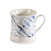 Cana portelan in cutie cadou alb albastru Pesti 8.5x8.5 cm, 280 ml