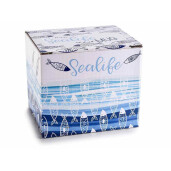 Cana portelan, cutie cadou alb albastru Pesti 8.5x8.5 cm, 280 ml