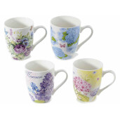Set 4 cani portelan multicolor 8x10 cm, 310 ml