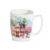 Cana portelan multicolor Spring II 8,5 cm x 10 H, 420 ml