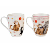 Set 2 cani portelan in cutii cadou metal Pisicuta Ø 8 cm x 10,5 H, 300 ml