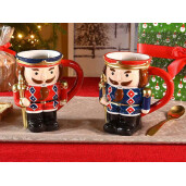 Set 4 cani Craciun, Spargatorul de Nuci ceramica multicolora Ø 8,5 cm x 13 H, 350 ml