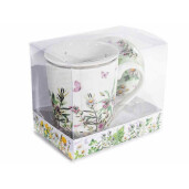 Set 3 cani portelan cu infuzoare ceai in cutii cadou Flowers Ø 8,5 cm x 11 H, 300 ml