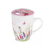 Set 3 cani portelan cu infuzoare ceai in cutii cadou Flowers Ø 8,5 cm x 11 H, 300 ml