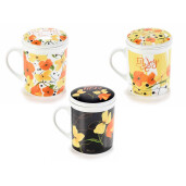 Set 3 cani portelan cu infuzoare 8x10.5 cm, 290 ml