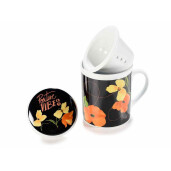 Set 3 cani portelan cu infuzoare 8x10.5 cm, 290 ml