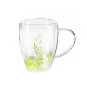 Cana sticla dubla transparenta verde Ø 9 cm x 11 H, 300 ml