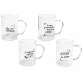 Set 4 cani sticla transparenta neagra Ø 8 cm x 10,5 H, 400 ml