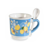 Set cana, lingurita portelan multicolor Lamai 6x6 cm, 90 ml