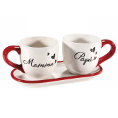 Set 2 cani, tava ceramica multicolora Ø 6,5 cm x 6 H, 16,5 x 7,5