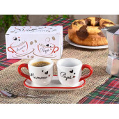 Set 2 cani, tava ceramica multicolora Ø 6,5 cm x 6 H, 16,5 x 7,5