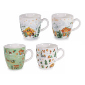 Set 4 cani Craciun portelan Village Ø 5,5 cm x 6 H, 70 ml