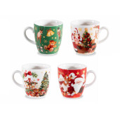 Set 4 cani Craciun portelan Ø 5,5 cm x 6 H, 70 ml