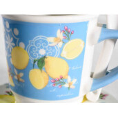 Set 4 cani, 4 lingurite portelan multicolor 6x6 cm, 90 ml