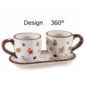 Set 2 cesti, tavita ceramica multicolora Turta Dulce Ø 6,5 cm x 6 H,  16,5 x 8 cm