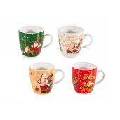Set 8 cani Craciun portelan multicolor 5.5x6 cm, 70 ml