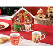 Set 8 cani Craciun portelan multicolor 5.5x6 cm, 70 ml