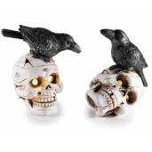 Set 2 figurine Halloween Schelet polirasina multicolora cu leduri cm 11 x 8,5 x 13,5 H