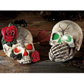 Set 2 figurine Halloween Schelet polirasina multicolora cu leduri cm 9,5 x 11 x 10 H