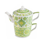 Set 3 ceainice, 3 cesti portelan multicolor 17x10x15 cm 450 ml, 250 ml