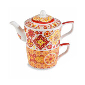 Set 3 ceainice, 3 cesti portelan multicolor 17x10x15 cm 450 ml, 250 ml