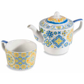 Set 3 ceainice, 3 cesti portelan multicolor 17x10x15 cm 450 ml, 250 ml