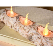 Set 4 decoratiuni lemn lumanari led 32 cm, 24 cm, 16 cm, 8 cm
