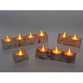 Set 4 decoratiuni lemn lumanari led 32 cm, 24 cm, 16 cm, 8 cm