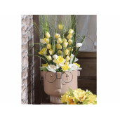 Set 3 crengute Lalele artificiale galbene verzi 35 cm