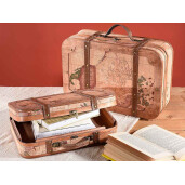 Set 2 valize decorative lemn maro 45x14x31.5 cm, 39x11.5x26 cm