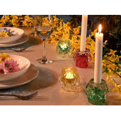 Set 8 suporturi lumanari sticla 7.5x6.5 cm