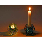 Set 8 suporturi lumanari sticla 7.5x6.5 cm