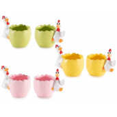 Set 6 suporturi oua ceramica multicolora 10.5x8x10 cm