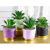 Planta suculenta artificiala in ghiveci ceramica Ø 9 cm x 16 H