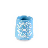 Vaza flori ceramica albastra alba Majolica Ø 8,5 x 9,5 H