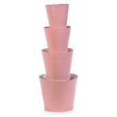Set 4 ghivece piele ecologica roz 19x16 cm, 15x14 cm, 13x12 cm, 10x10.5 cm